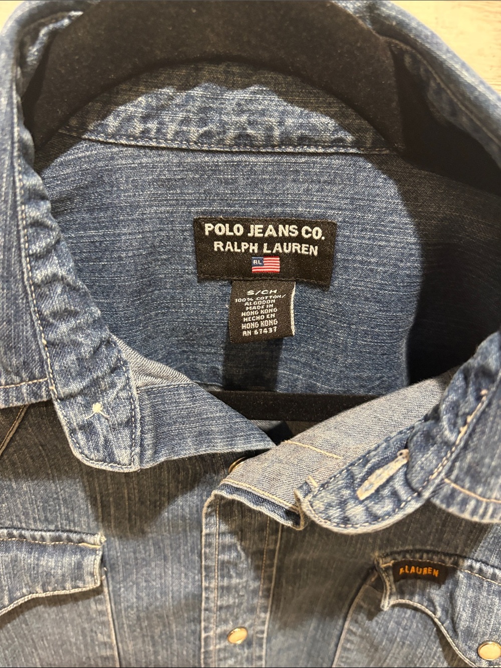 Polo Jeans Co. Ralph Lauren Denim Western Shirt  small and Mother of Pearl snaps - Picture 2 of 11